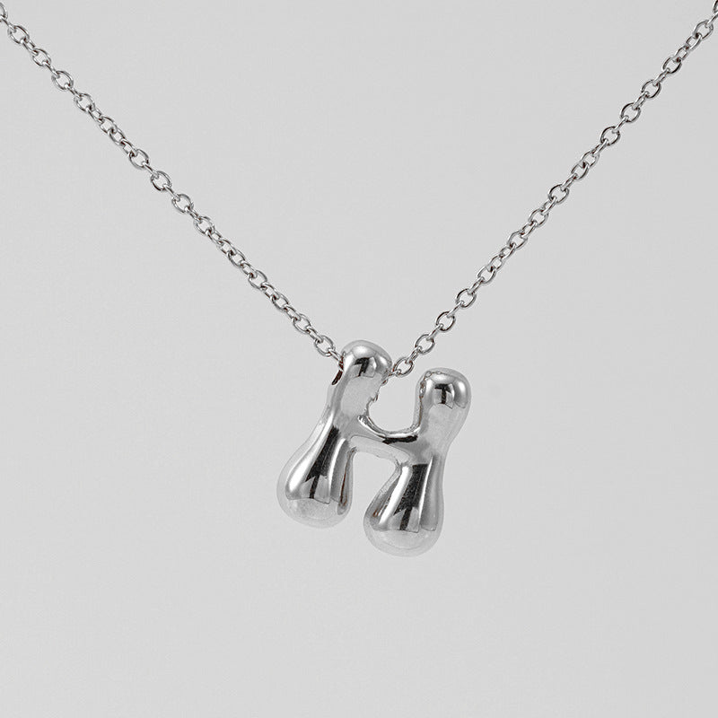 Wholesale Glossy bubble letter necklace for women 26 English letter pendants